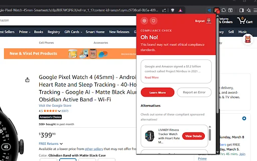 Download Boycat Gratis – Asisten Belanja Etis & Pemblokir Iklan - Screenshot 1